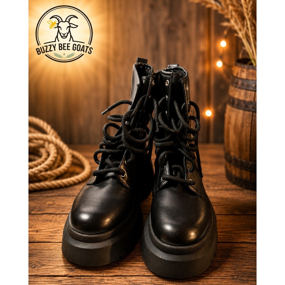 NO BOUNDARIES PLATFORM COMBAT BOOTS WOMENS SIZE 11 BLACK LACE UP ANKLE